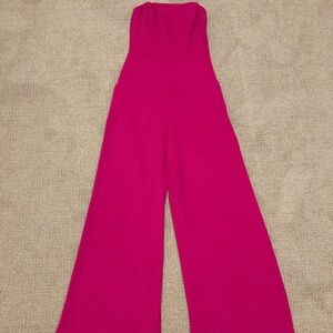 EXPRESS Pink Strapless Jumpsuit with Pockets and Hidden Zipper